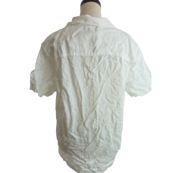 Everlane White Short Sleeve Button Down Linen Cargo Camp Shirt M - Picture 3 of 6